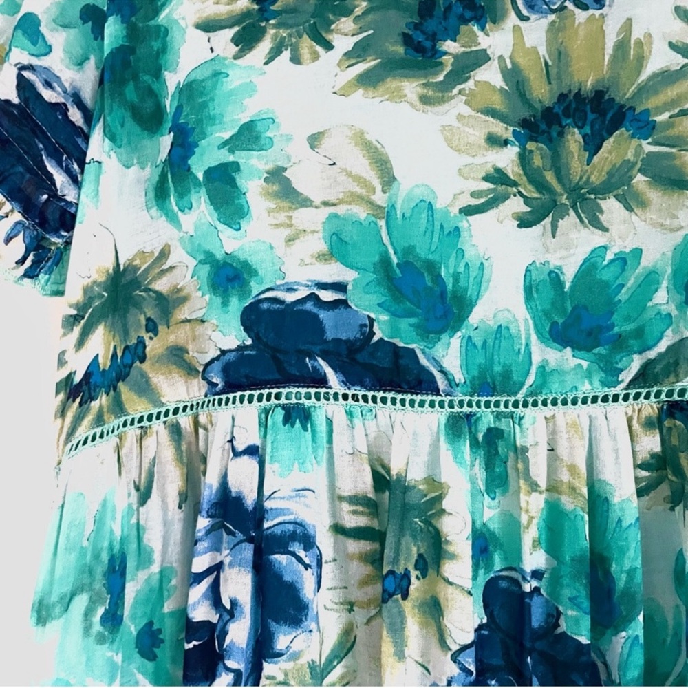 SUNDANCE Fields of‎ Beauty Floral Turquoise Boho 100% Cotton Dress XS - Picture 16 of 16